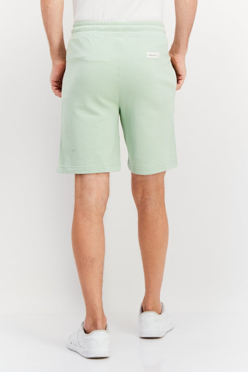 TRIBE OF 6 Men Brand Logo Basic Shorts, Green - Image 4